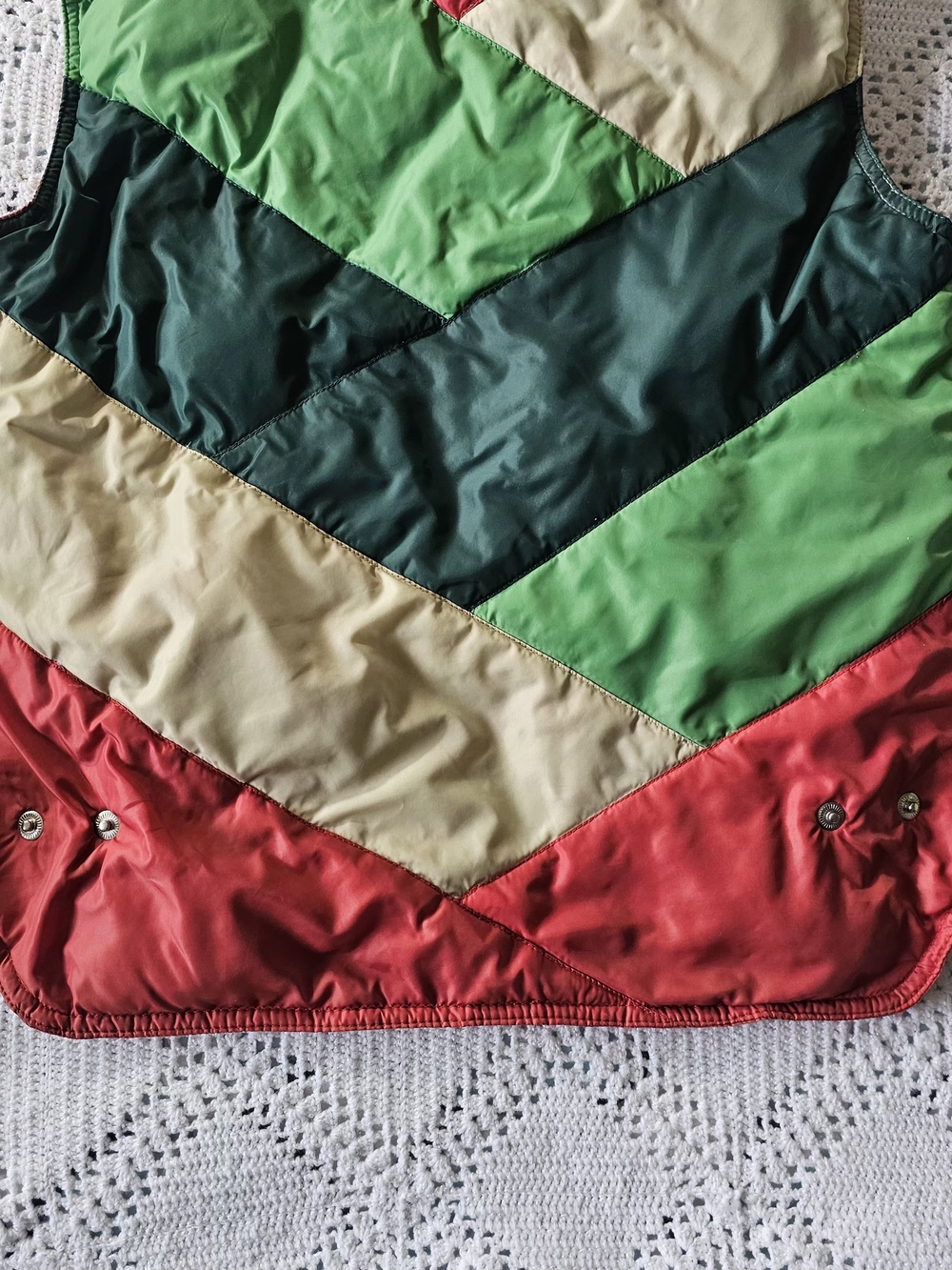 Vintage Colorblock Puffer Vest White Stag Brand - Picture 6 of 14